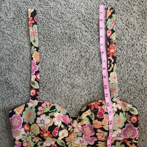 Muse 100% Silk Floral Halter Corset Top Y2K Sweetheart retro floral - Picture 10 of 12